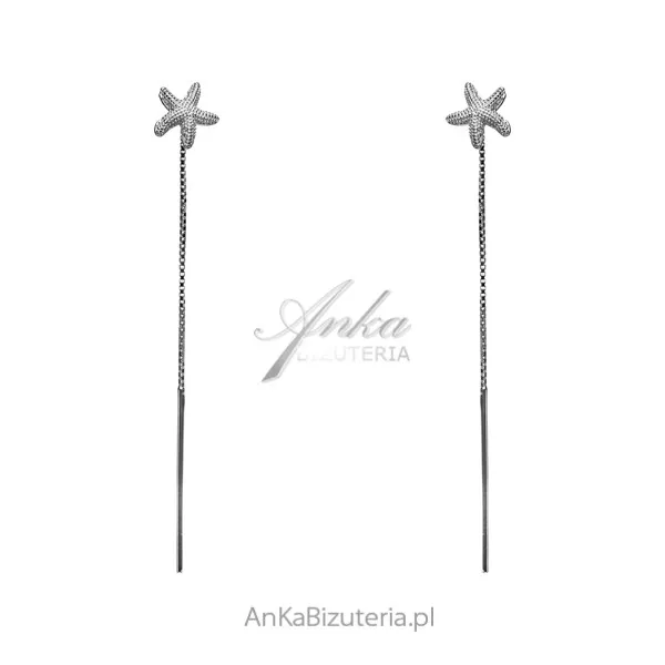 Kolczyki srebrne przeciągane rozgwiazdy