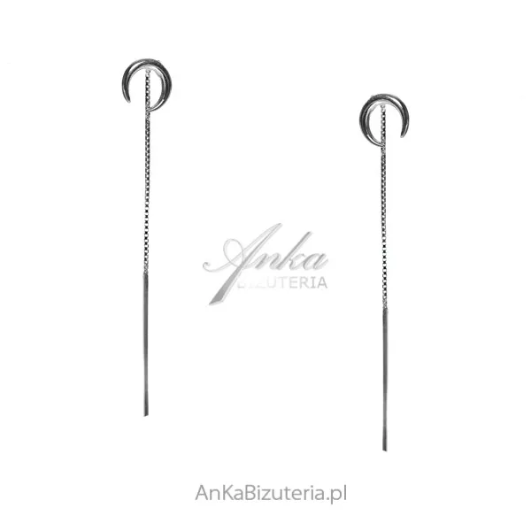 Srebrne kolczyki przeciągane podkowy