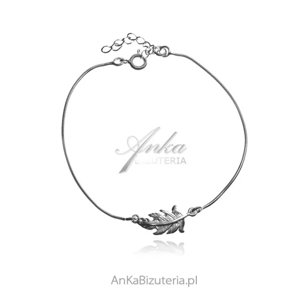 Bransoletka srebrns piórko