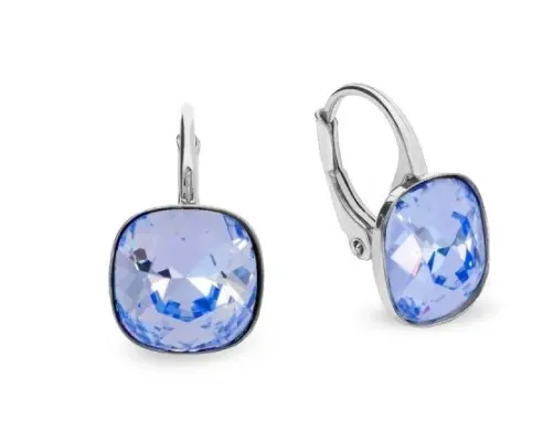 Kolczyki  srebrne kryształybarete  w kolorze light sapphire