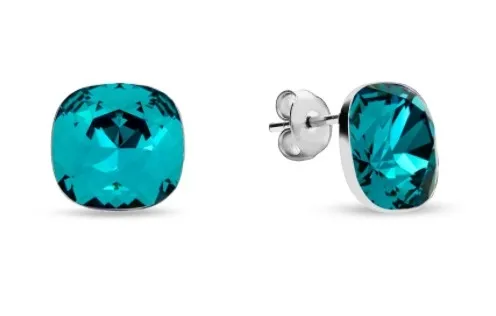 Kolczyki srebrne swarovski  busso w kolorze indicolite