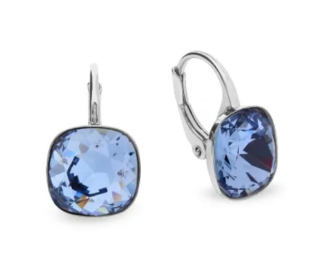 Kolczyki srebrne  barete swarovski w kolorze denim blue