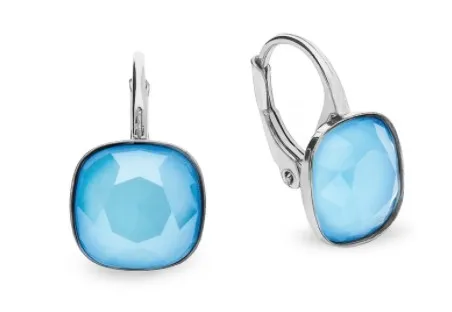Kolczyki srebrne barete  w kolorze summer blue.
