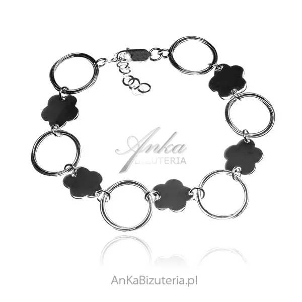 Bransoletka srebrna koniczynka