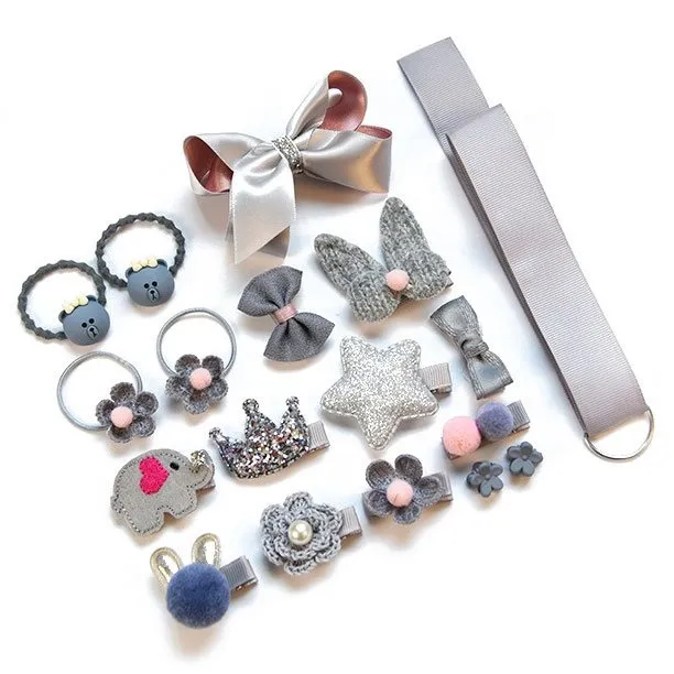 ZESTAW DLA DZIEWCZYNKI gumki spinki PREZENT szary