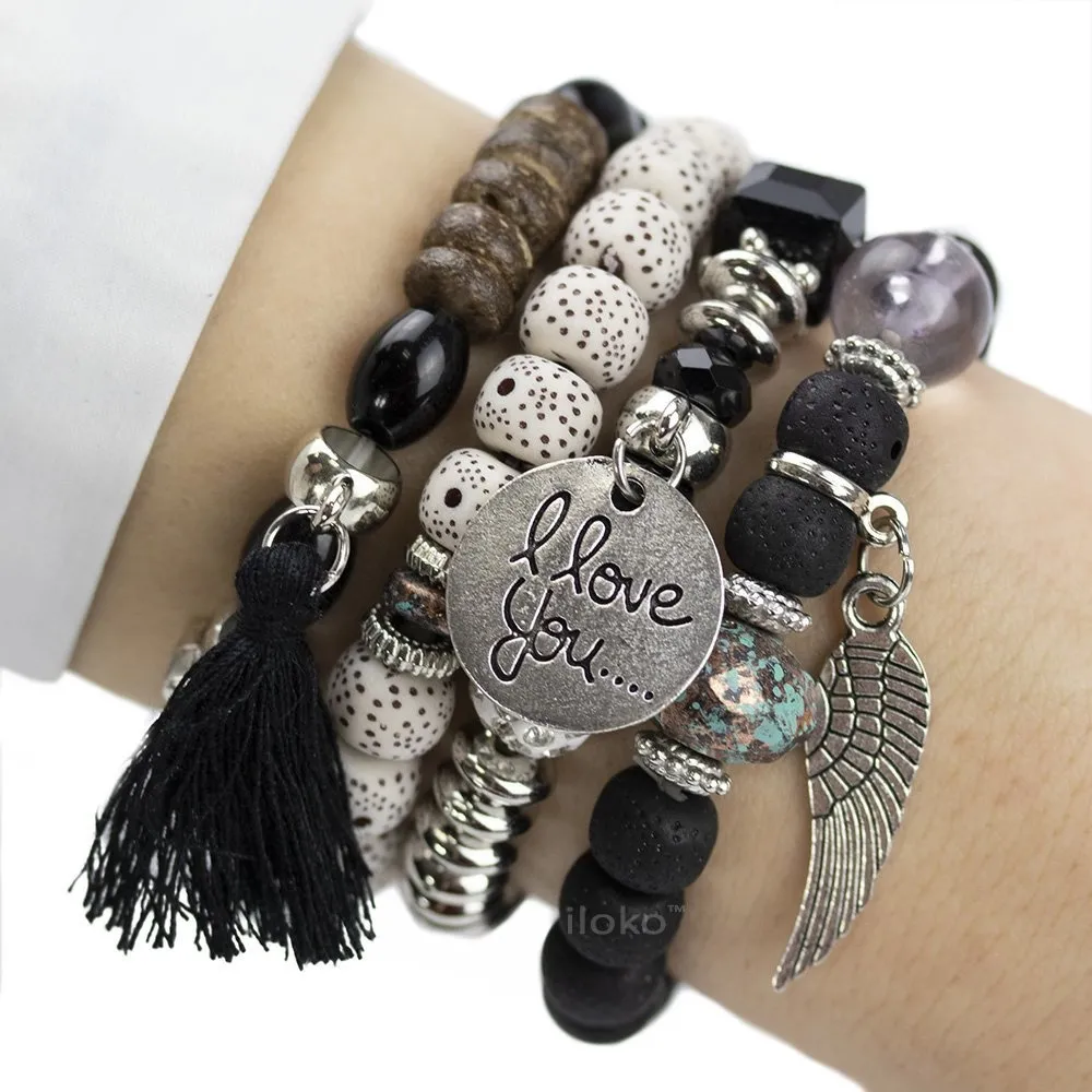 BRANSOLETKI koraliki SKRZYDŁO chwost ZESTAW