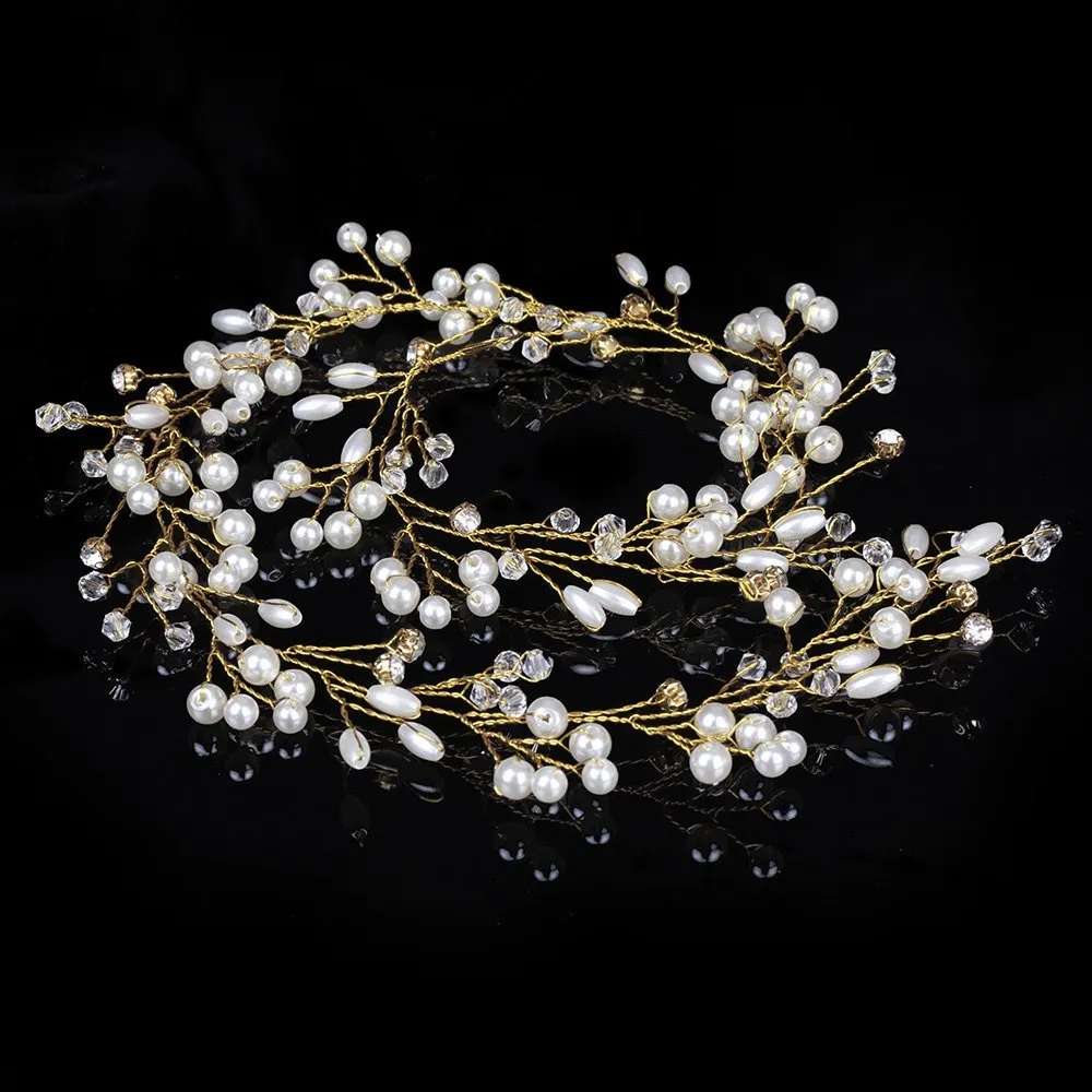 OZDOBA DO WŁOSÓW długa ŚLUBNA ZŁOTA - 50cm