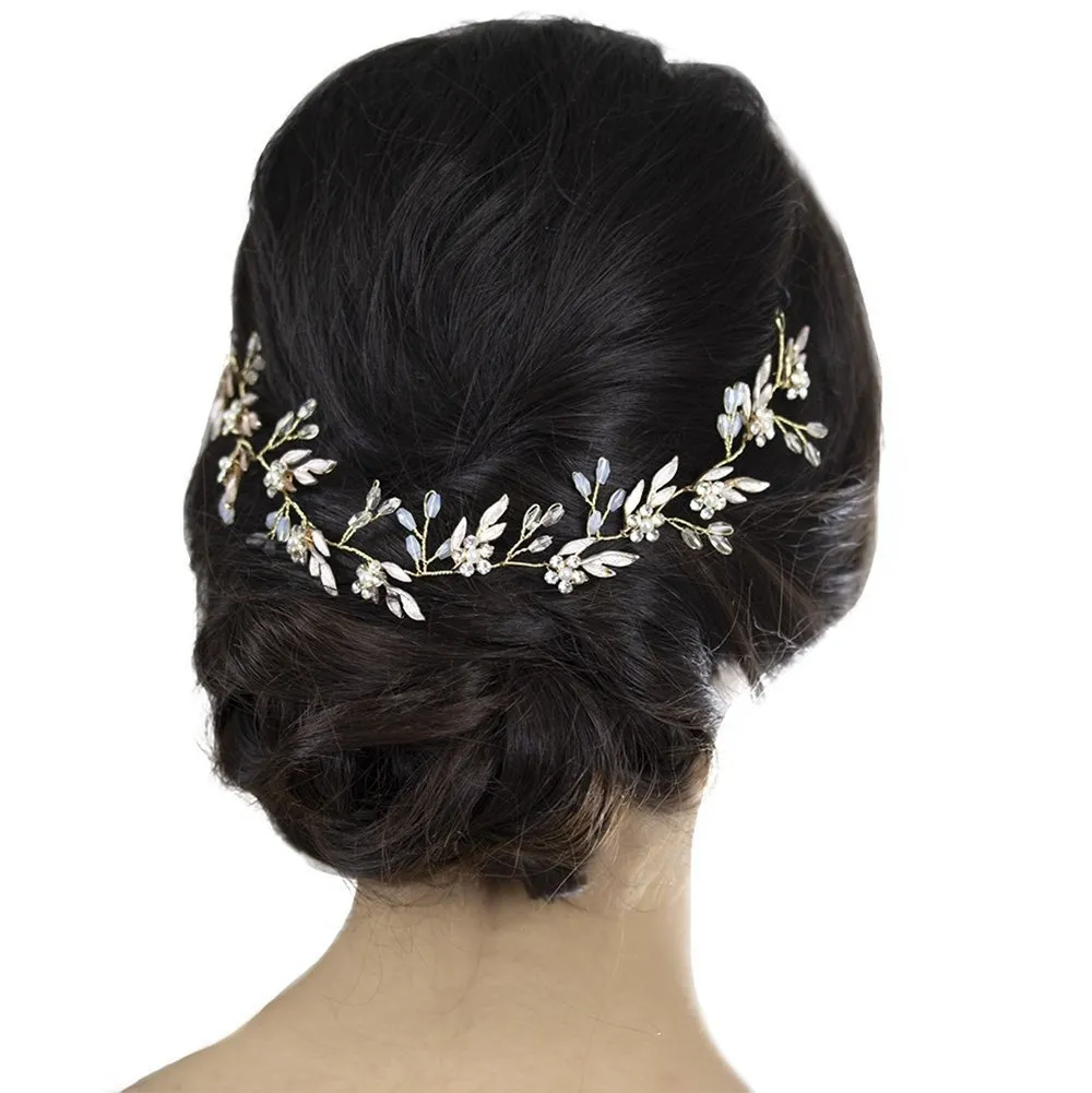 OZDOBA DO WŁOSÓW ślubna pudrowa KRYSZTAŁY długa