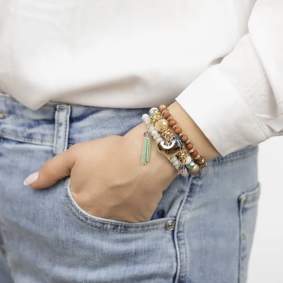 ZESTAW BRANSOLETEK koraliki chwost SERCE