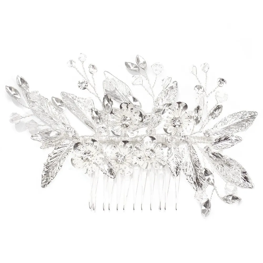 OZDOBA DO WŁOSÓW srebrna ŚLUBNA grzebyk CYRKONIE