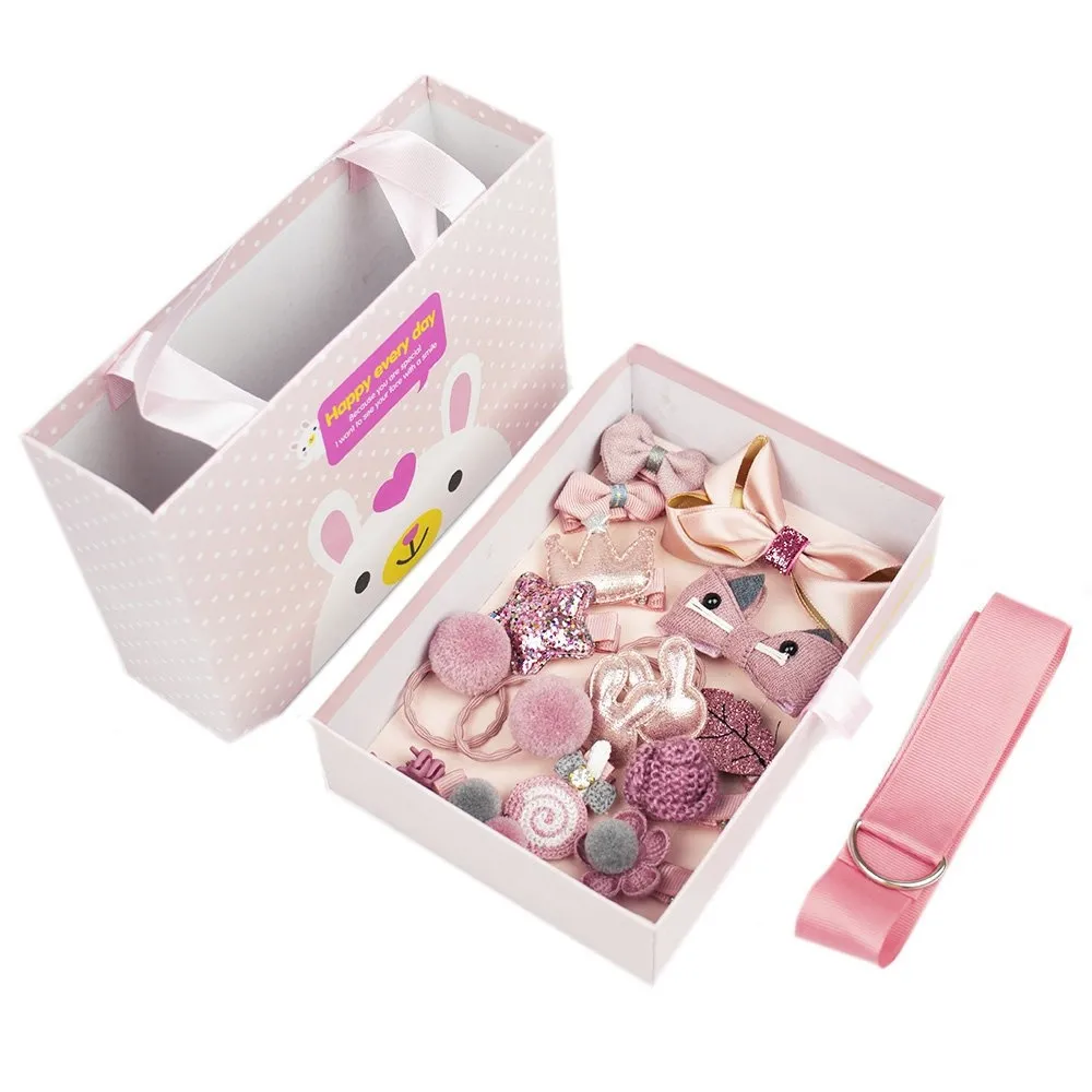ZESTAW DLA DZIEWCZYNKI różowy SPINKI gumki PREZENT