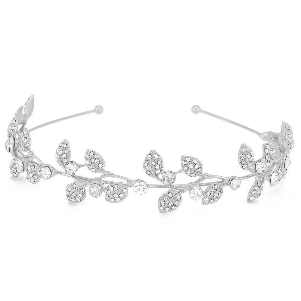 OPASKA DO WŁOSÓW damska ślubna LISTKI srebrna CYRKONIE ślub