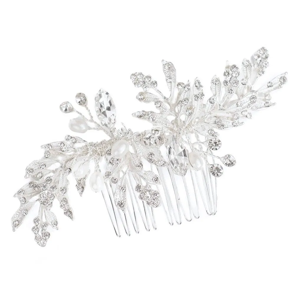 OZDOBA grzebyk do włosów ŚLUBNA cyrkonie SREBRNA