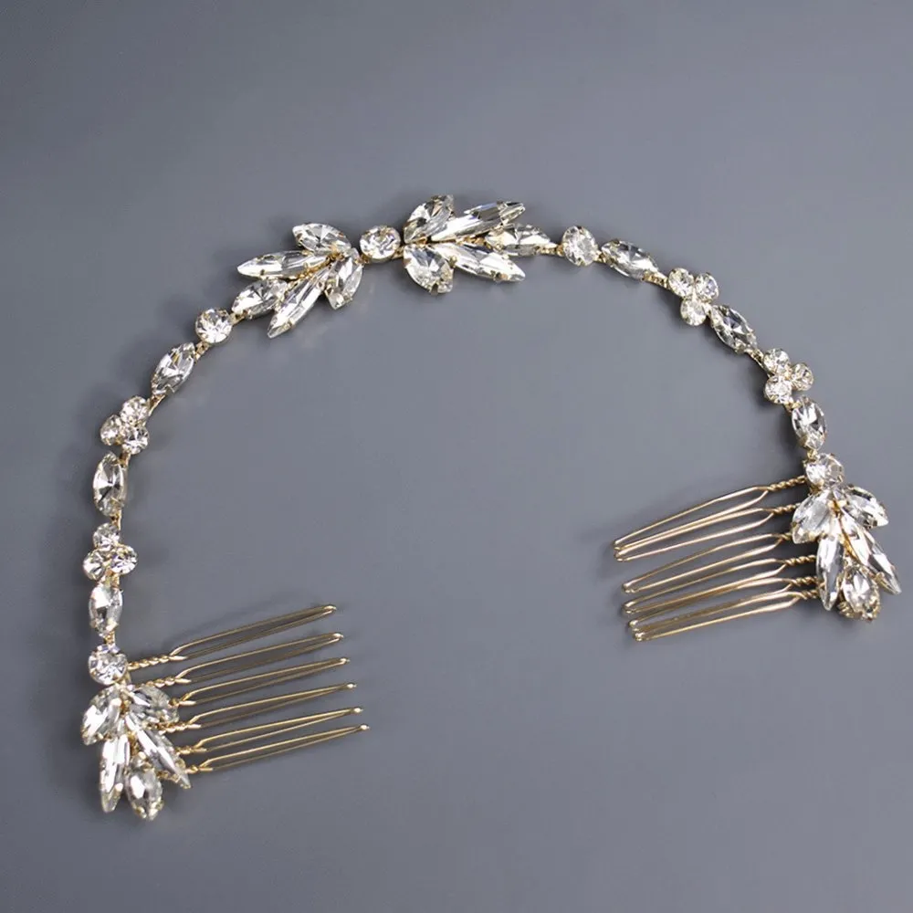 OZDOBA DO WŁOSÓW złota ŚLUBNA grzebyk cyrkonie