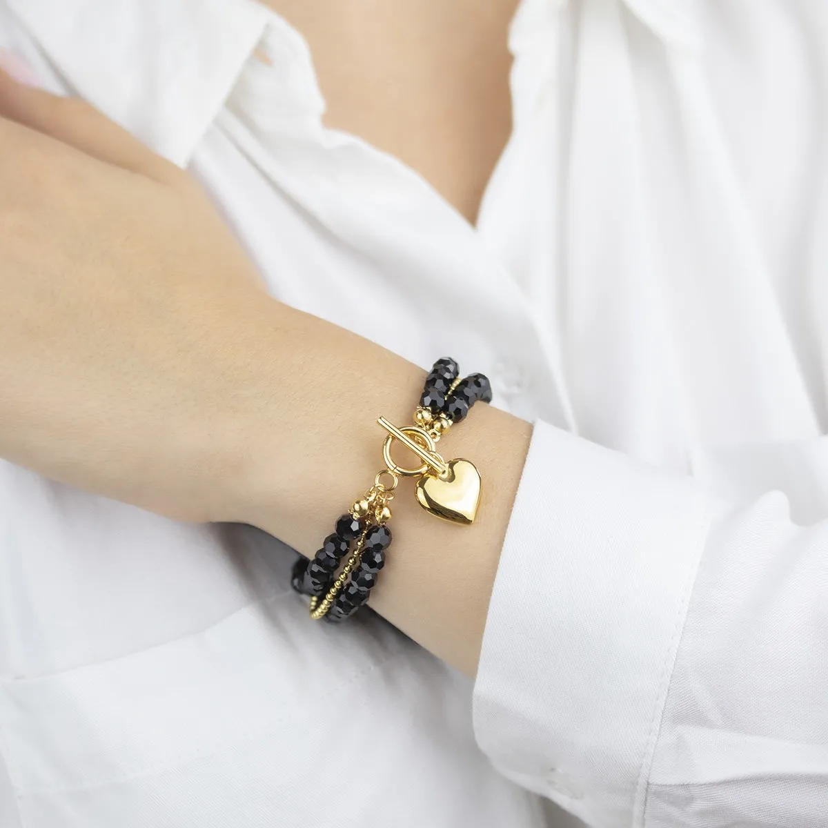 Bransoletka serduszko STAL SZLACHETNA POZŁACANA