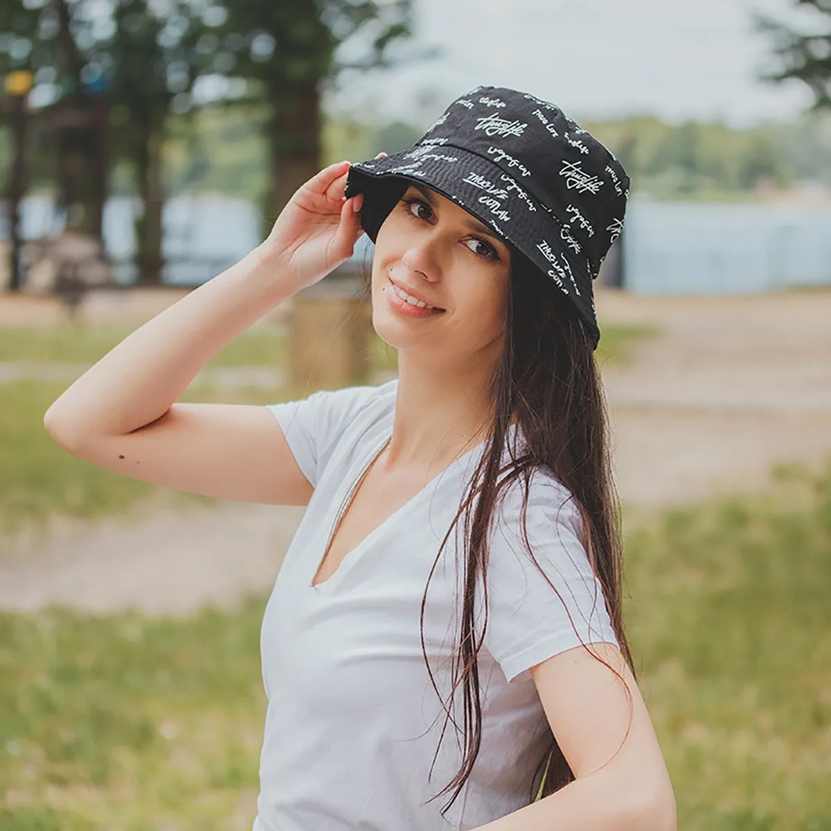 BUCKET HAT czapka dwustronna napis KAPELUSZ rybacki