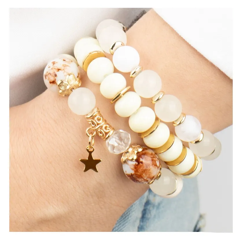 ZESTAW BRANSOLETEK koraliki chwost gwiazdka KOMPLET 3 SZTUKI