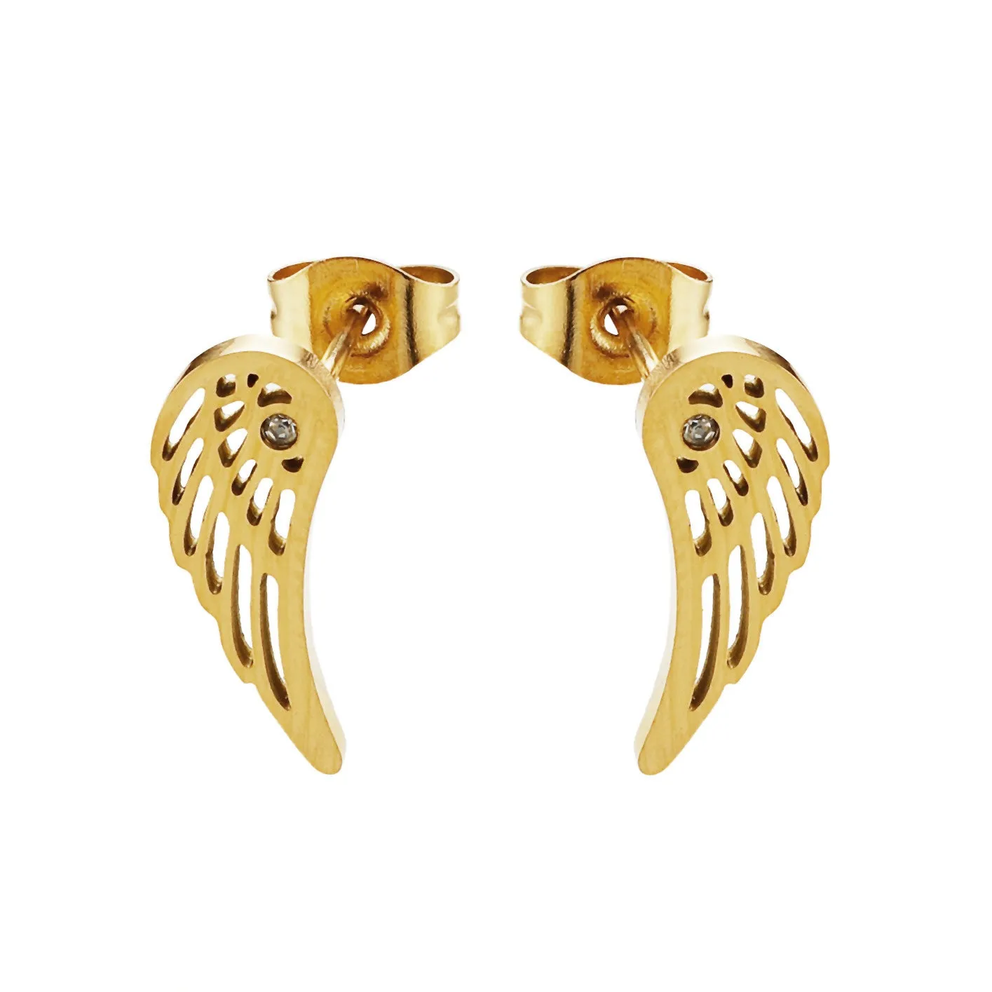 KOLCZYKI piórka STAL SZLACHETNA POZŁACANA