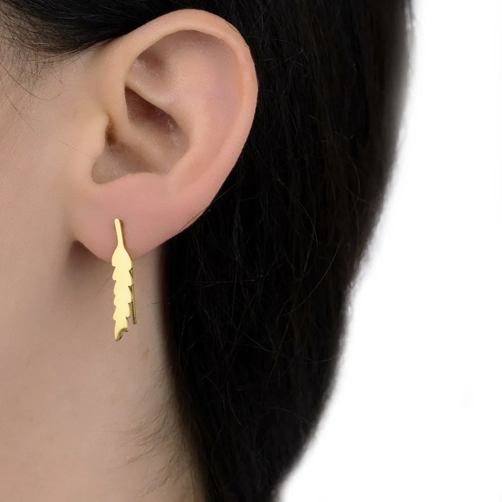 Kolczyki PIÓRKA długie STAL SZLACHETNA POZŁACANA