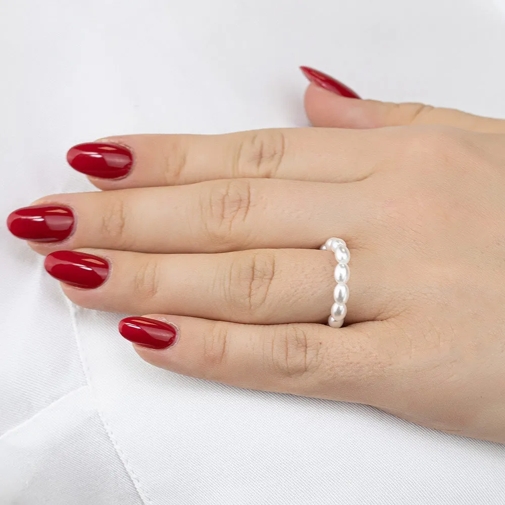 Pierścionek ELASTYCZNY uniwersalny PEREŁKI