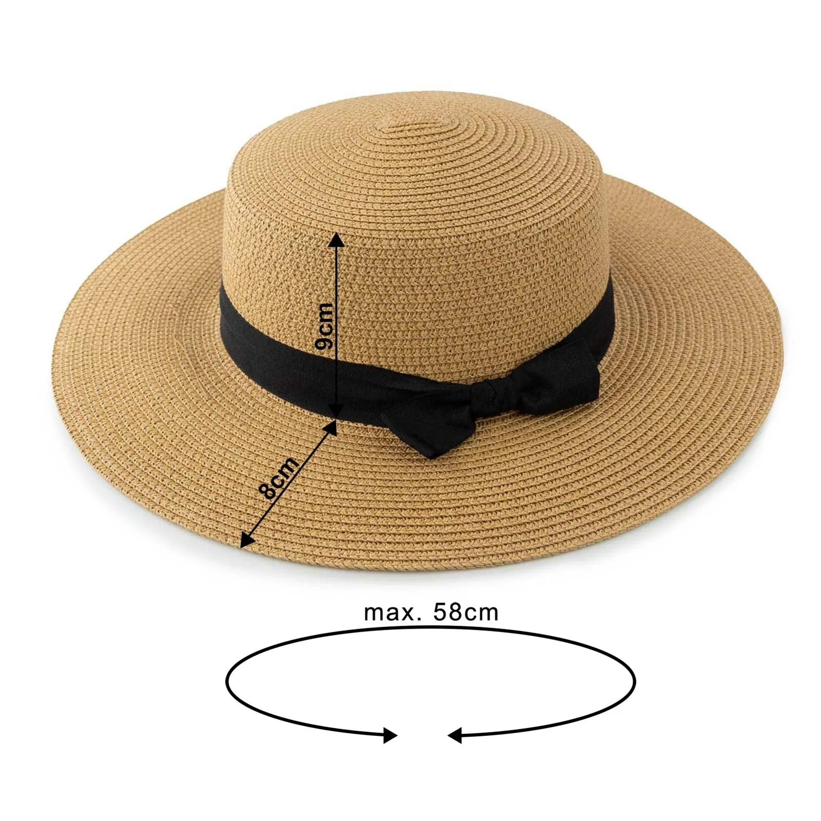 KAPELUSZ pleciony KANOTIER (boater) damski SŁOMKOWY małe rondo LATO KOKARDA