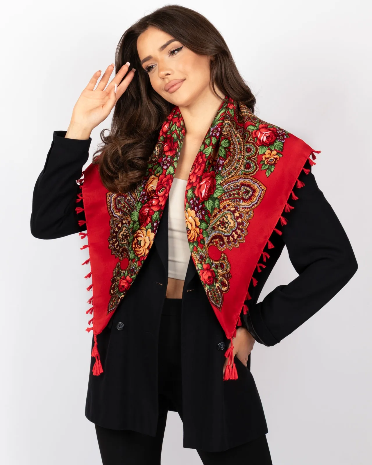 CHUSTA Ludowa Alessio GÓRALSKA Folk KWIATY DUŻA