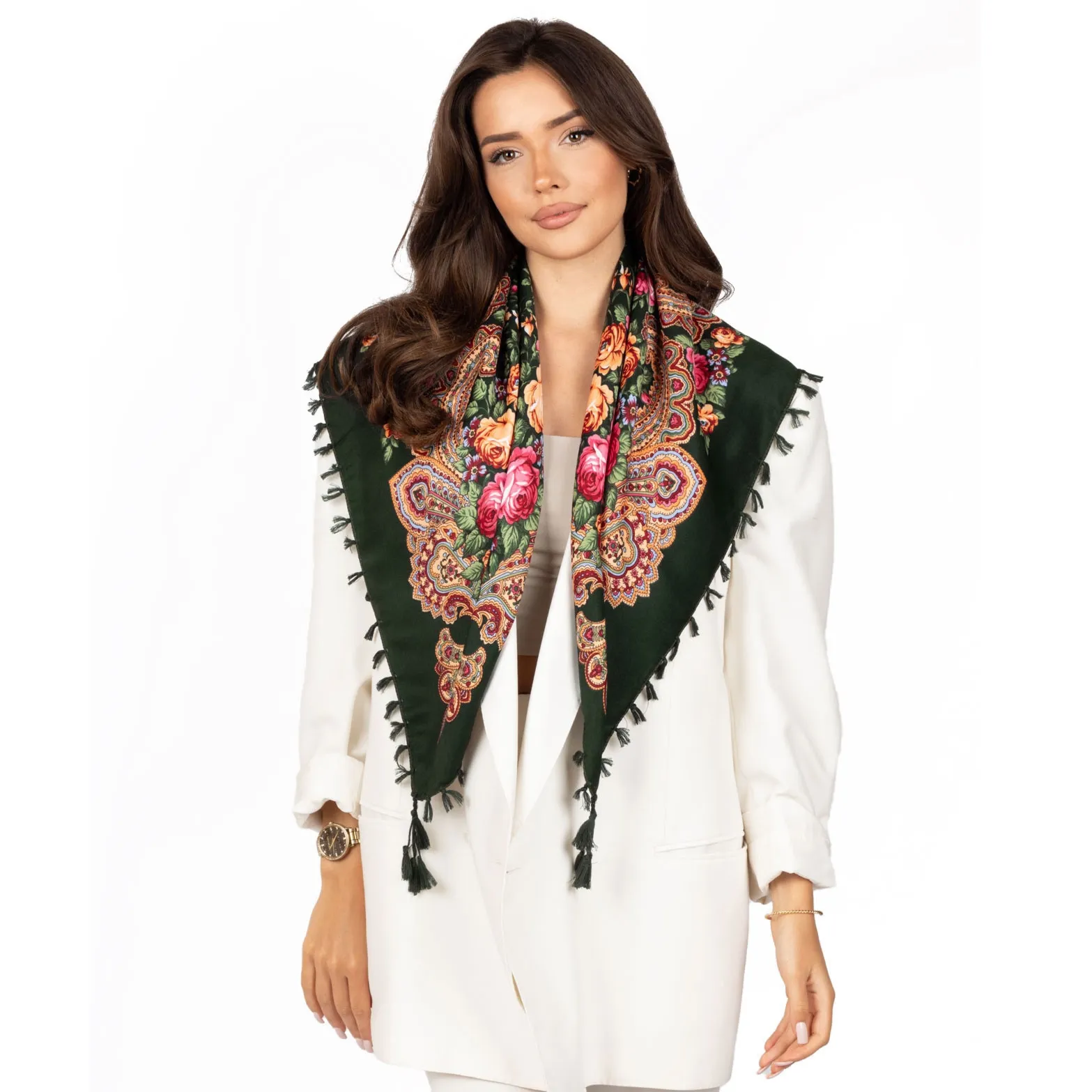 CHUSTA Ludowa Alessio GÓRALSKA Folk KWIATY DUŻA