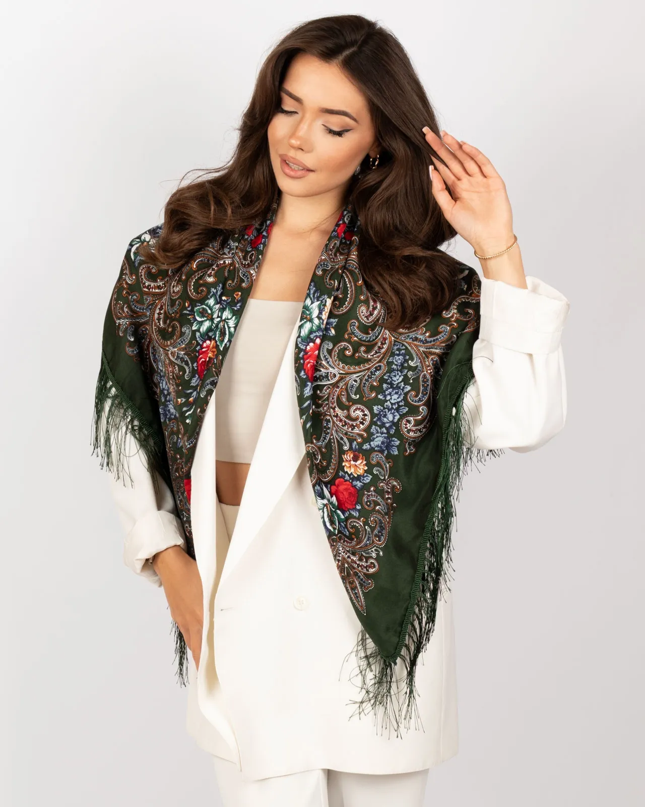 CHUSTA Ludowa Alessio GÓRALSKA Folk KWIATY DUŻA