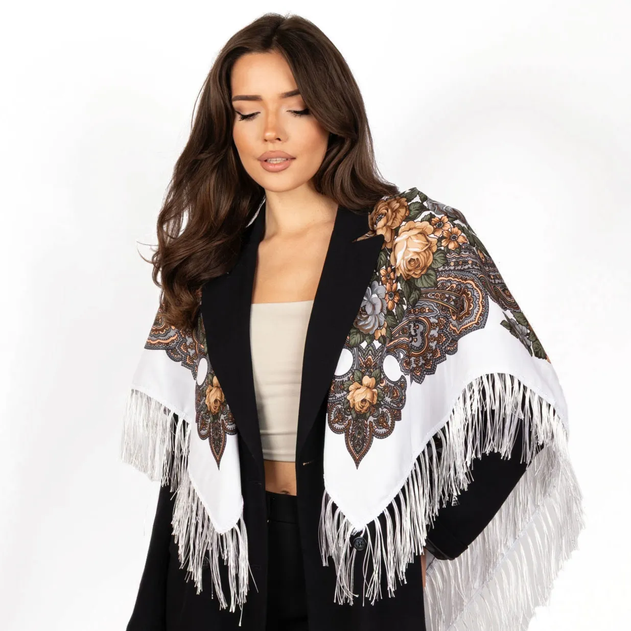 CHUSTA Ludowa Alessio GÓRALSKA Folk KWIATY DUŻA