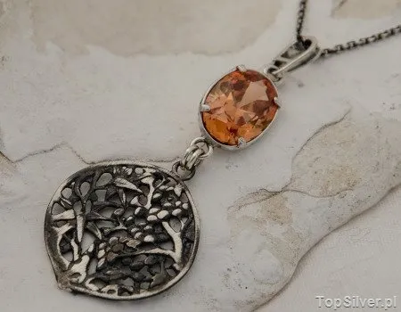 LANZI - srebrny wisiorek z topazem złocistym