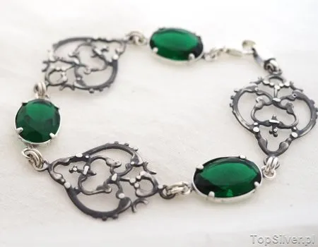 MIESA - srebrna bransoletka ze szmaragdem