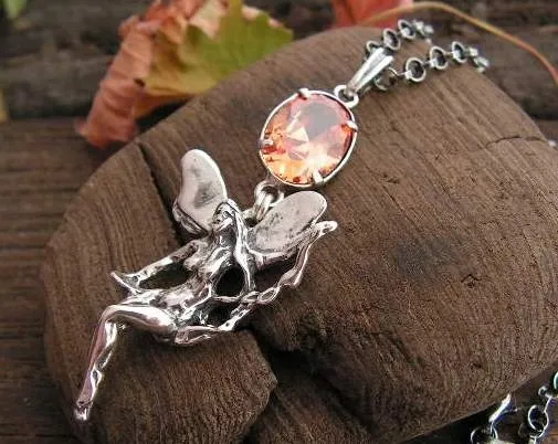 ELFICA - srebrny wisiorek z topazem złocistym