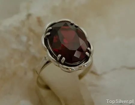 ARES - srebrny pierścień z granatem