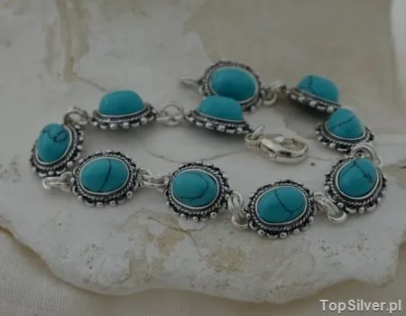 NEBBIA - srebrna bransoletka z turkusami
