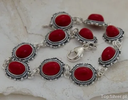 BODILA - srebrna bransoletka z koralem