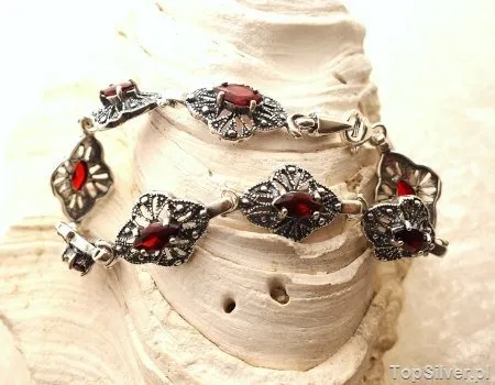 EDITH - srebrna bransoletka z granatem