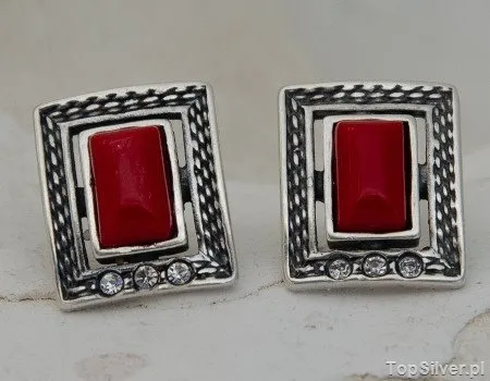 ANDORA - srebrne kolczyki z koralem