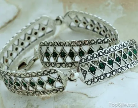 SAVANA - srebrna bransoletka ze szmaragdami