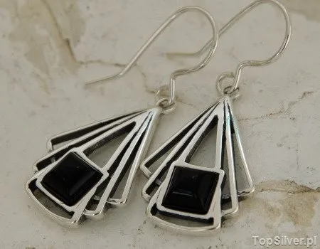 ANDRES - srebrne kolczyki z onyksem