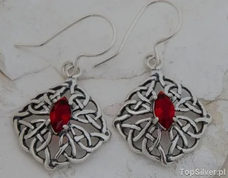 GALIA - srebrne kolczyki z rubinem