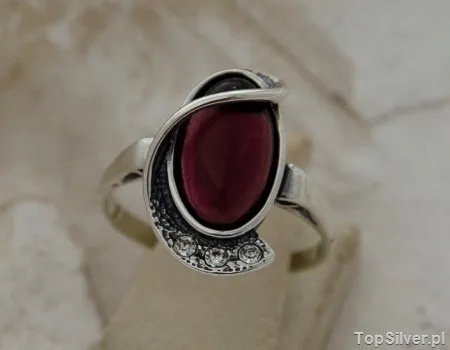 PENELOPA - srebrny pierścionek z ametystem i kryształkami