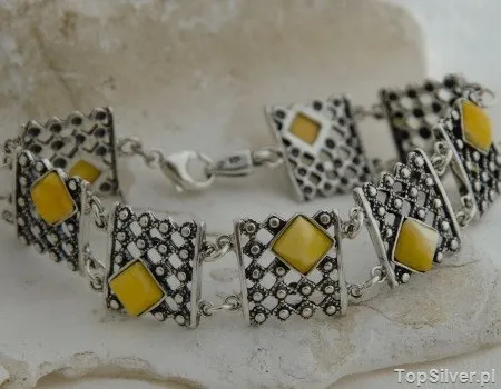 LEBIA - srebrna bransoletka z bursztynem