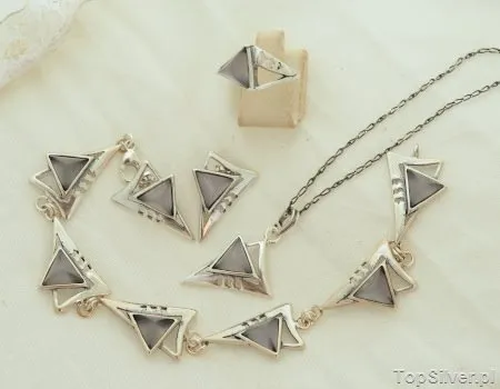 ESTER - srebrny komplet z kocim okiem