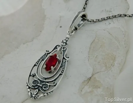 RUBENA - srebrny wisiorek z rubinem