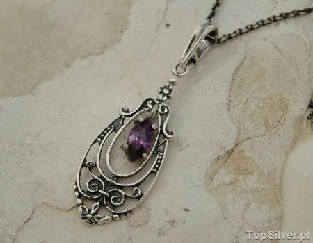MORA - srebrny wisiorek z ametystem