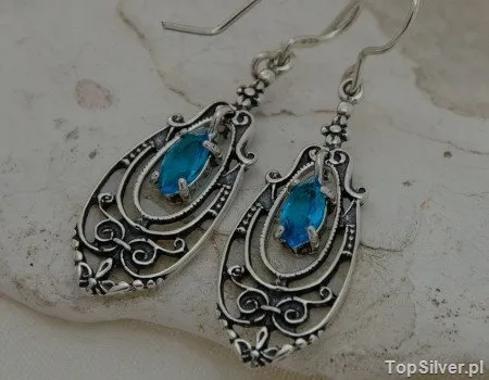 MAELLA - srebrne kolczyki z akwamarynem