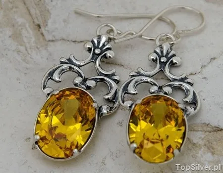 XERTA - srebrne kolczyki z cytrynem złocistym