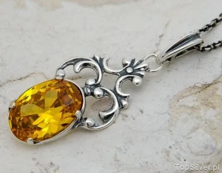 XERTA - srebrny wisiorek z cytrynem złocistym