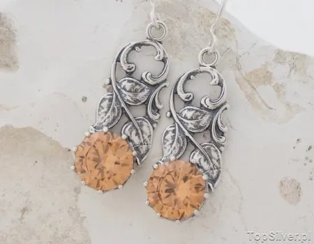 TIMOR - srebrne kolczyki z topazem złocistym