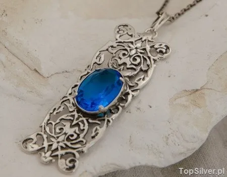 CASABLANCA - srebrny wisiorek z akwamarynem
